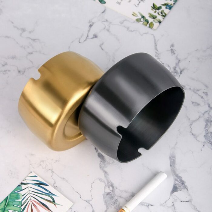 Gold and Black Metal Ashtray