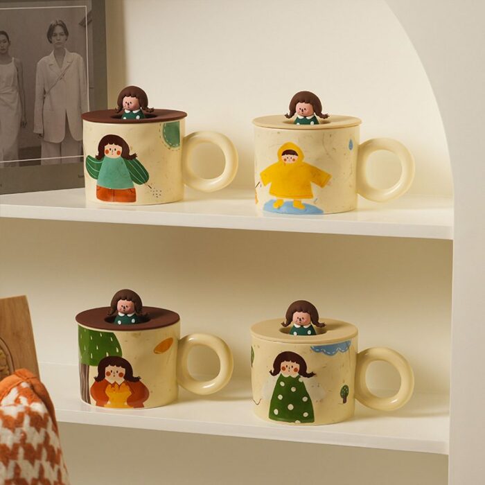Cute Girl Mug with Lid 4