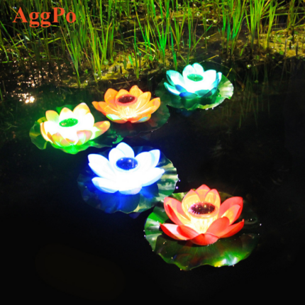 Solar LED Floating Lotus Lamp for Garden Park Decoration
