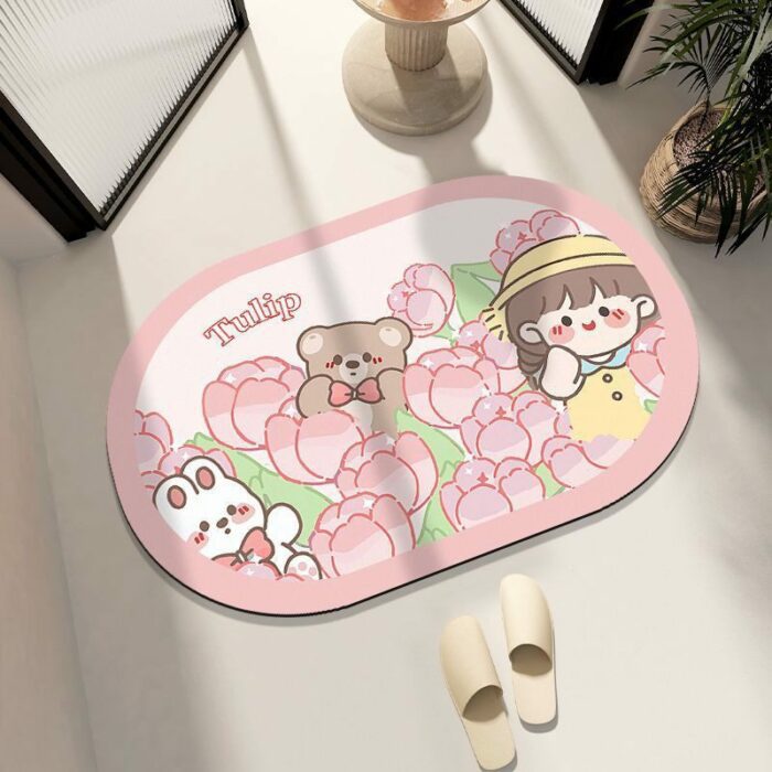 Non-slip household toilet door absorbent carpet floor mat (9)