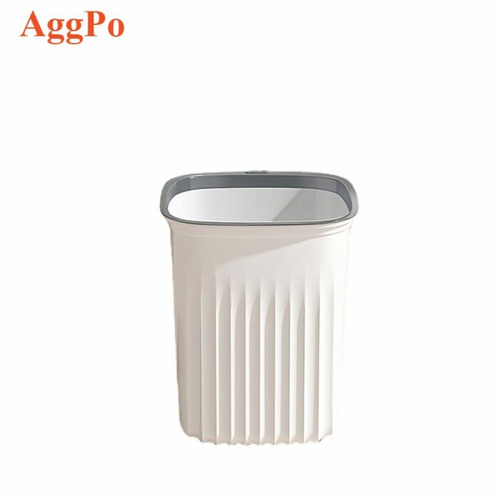 Striped Lidless Trash Can