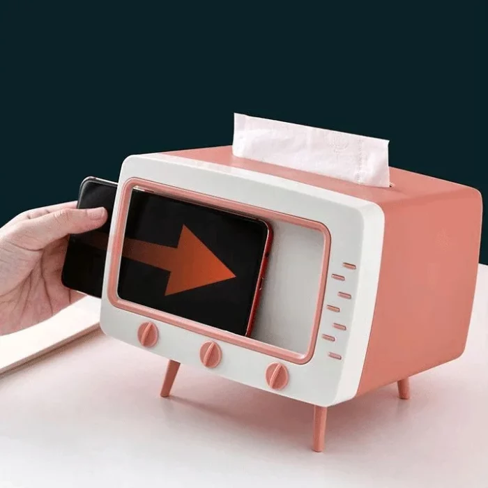 RetroTV Tissue Box with Phone Holder 2