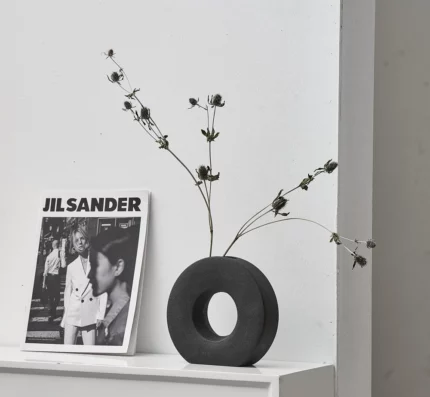 White Circle Ceramic Flower Vases 2