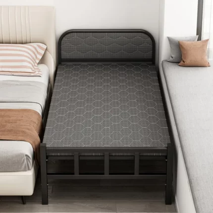 Single Foldable Black Iron Bed 3