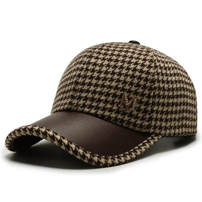 Black Brown Houndstooth Baseball Caps